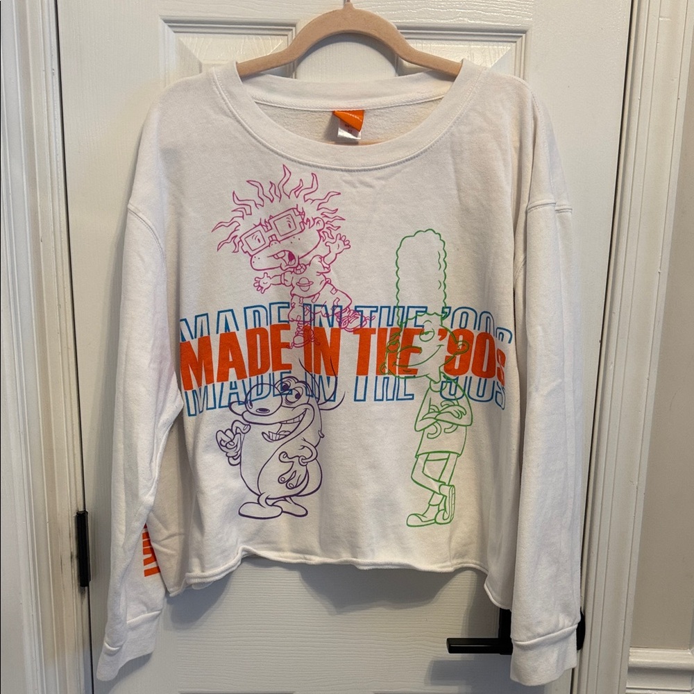 Nickelodeon Women’s Made in the 90s Cropped Crewneck Sweatshirt Sz 3X